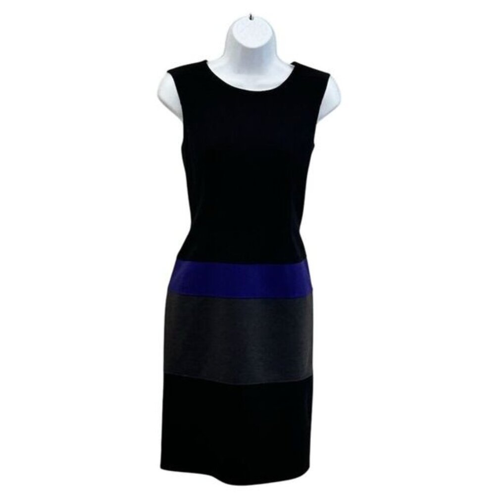 Anne Klein Women's Sleeveless Knit Sheath Dress Size 6 Multicolor